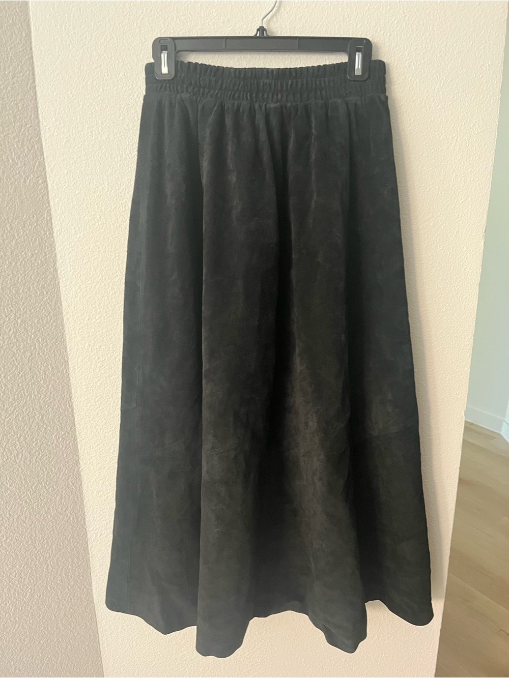 Deerskin black suede leather skirt